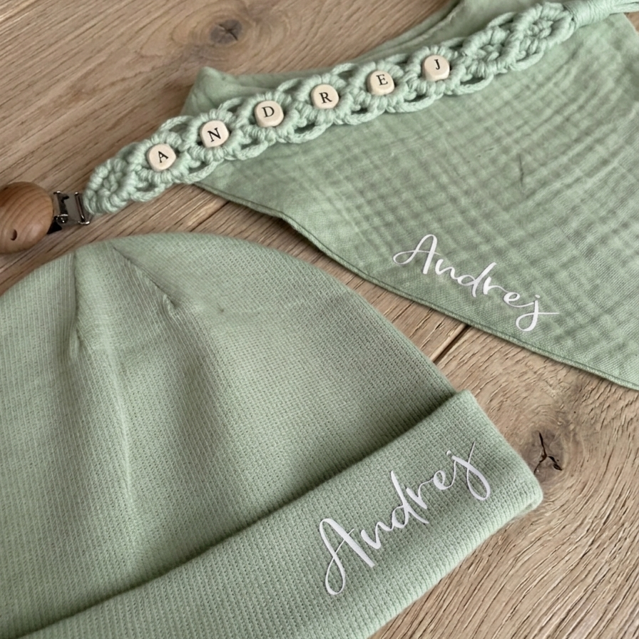 Baby Set- Mütze,Lätzchen,Schnullerkette