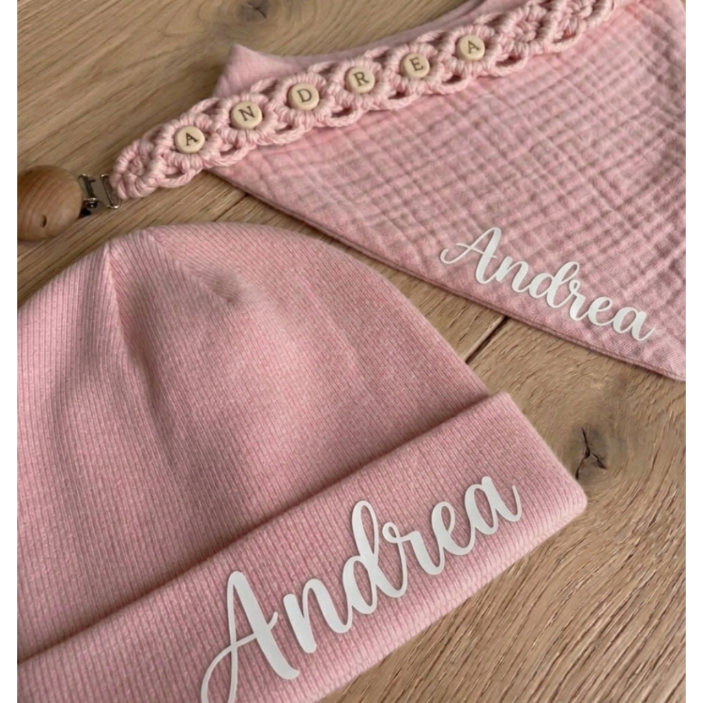 Baby Set- Mütze,Lätzchen,Schnullerkette