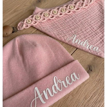 Baby Set- Mütze,Lätzchen,Schnullerkette