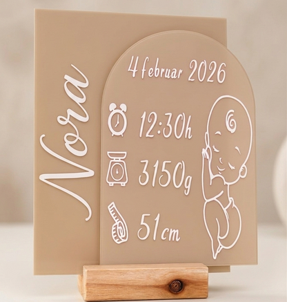 Acrylschild zur Geburt – mit Name & Geburtsdaten